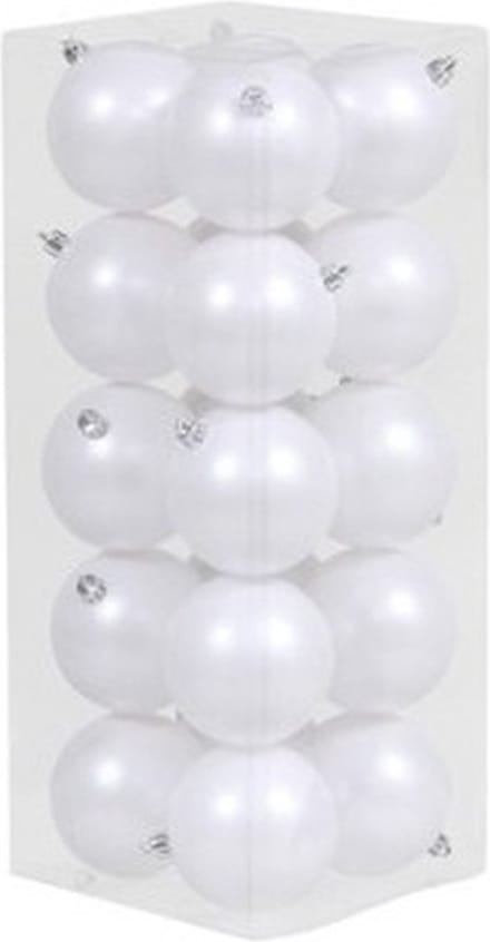 Othmar decorations Kerstballen - 20x st - wit - D8 cm - kunststof - mat - kerstversiering