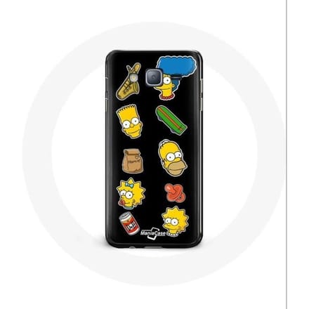 Hoesje voor Samsung galaxy J3 The Simpsons stickers zwarte achtergrond