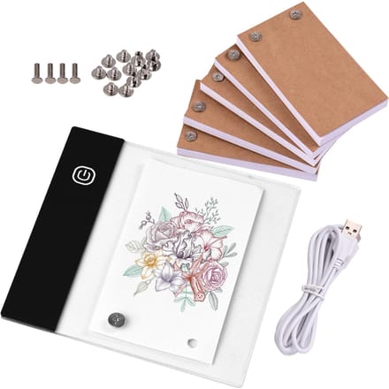 Flip Book Kit met Mini Light Pad LED Lightbox Tabletontwerp met gat 300 vel Flipbook-papier zwart