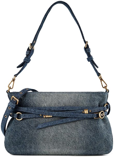 Pinko Belt Bag Mini Denim Schoudertassen Dames - Blauw - Maat ONESIZE