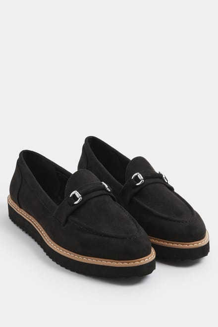 Yours Zwarte Snaffle Loafers Van Imitatiesuède In Brede Epasvormsize 37EEE