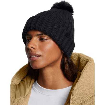 Under Armour Damen Mütze W Halftime Pom Beanie Black 001-(US OSFM)