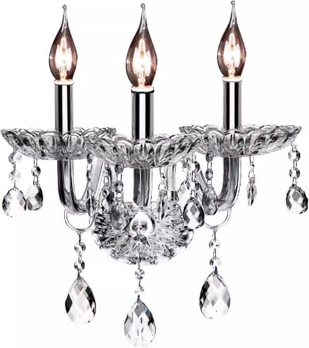 TooLight Wandlamp - 3 Lichtpunten - Chroom - Kristallen - Sfeervol Design