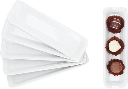 Set van 6 PUR papieren borden groot langwerpig van wit porselein - 24302112