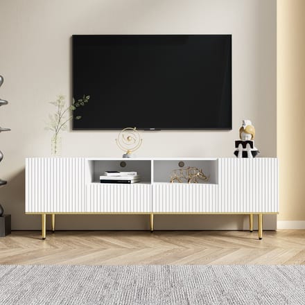 TV-Meubel - Lowboard Met Gouden Poten En Rand - Modern Ontwerp - Onbekend - Neutraal