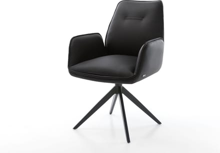 Gestoffeerde-stoel Zoa-Flex kruisframe breed zwart echt leer zwart pocketveer kern