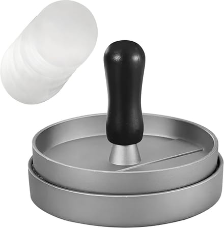 Burgerpers Aluminium - Patty Maker - Hamburger Maken - Instelbare Dikte - 12 x 8 cm - Zilver