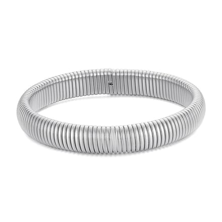 Twice As Nice Armband in edelstaal, bangle gestreept, zilver 19cm