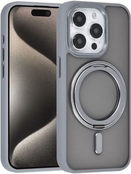 UNIQ Accessory Back Cover - Apple iPhone 15 Pro - Grijs - Slank & Schokabsorberend - Metalen MagSafe-ring