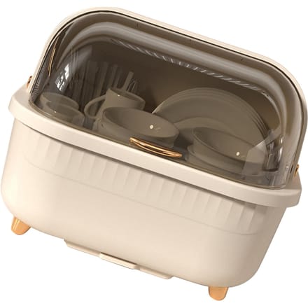 Afwasdroogbox Multifunctionele Ruimtebesparende Afdruiprek met Deksel voor Keukenaccessoires Apricot Medium black