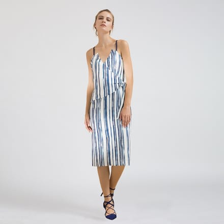 Stripe print wrap effect -jurk