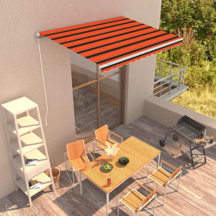 vidaXL - Uitschuifbare - luifel - Oranje - en - Bruin - 350 - x - 250 - cm
