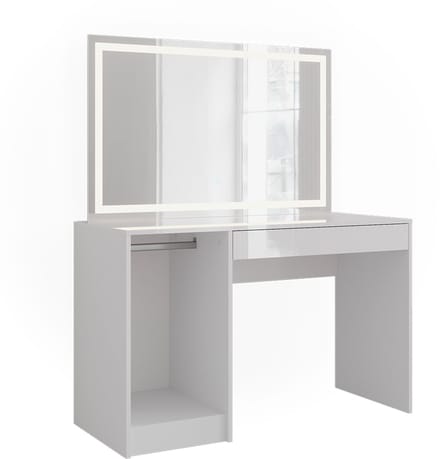 Vicco Sherry Kaptafel met licht – 119.8 cm met LED-spiegel Wit/wit hoogglans