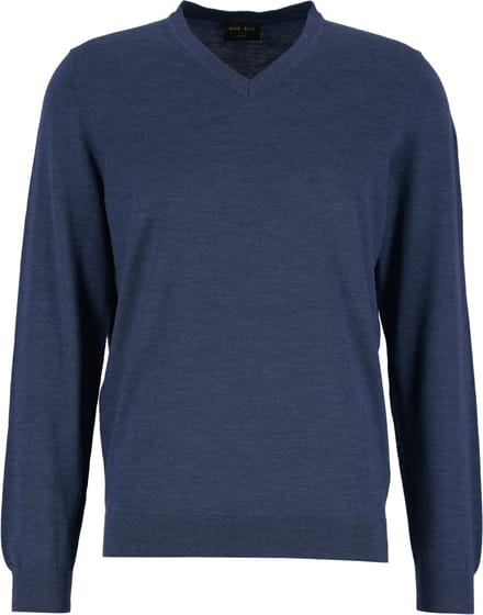 MARVELIS modern fit trui wol - V-hals - rookblauw