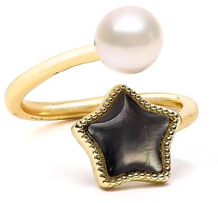 Verstelbare ring met ster en parel