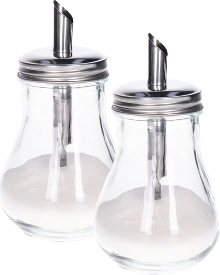 Alessandro Suikerpot - 2x - glas/rvs metaal - transparant/zilver - 7 x 14 cm - luxe uitvoering