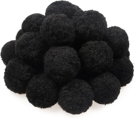 30 Stuks 5cm Grote Fluffy Pompoms Bollen in Zwart voor DIY Knutselprojecten en Decoraties