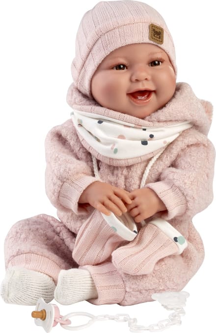 Llorens soft body babypop bruine ogen - met geluid en speen - 44 cm