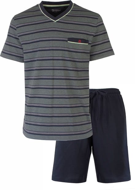 Paul Hopkins Heren Shortama - Pyjama Set - Gestreept - Groen/Blauw - Maat S