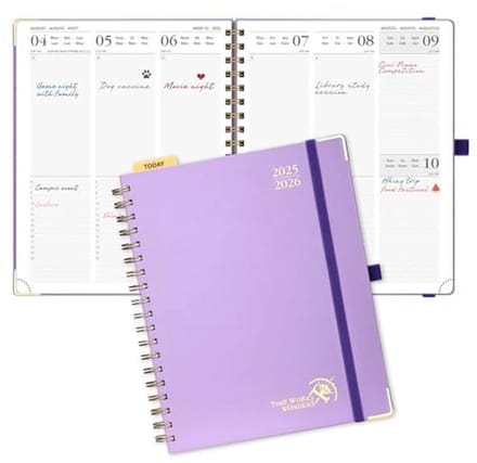 Verticale Schoolplanner 2025-2026 | 17 Maanden Agenda met Harde Kaft en Spiral Binding, 25,5 x 21,5 cm