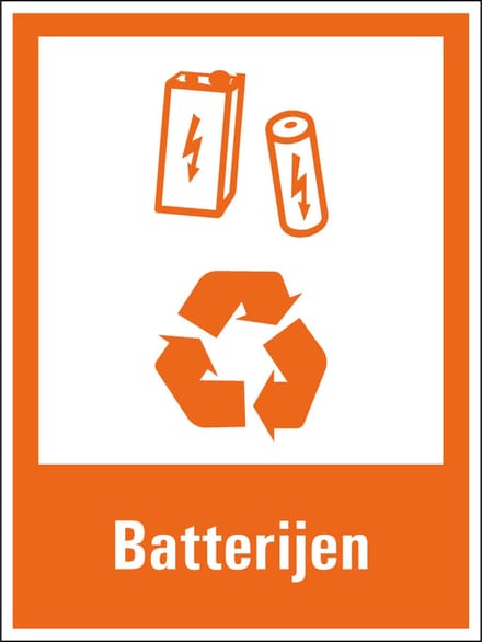 Batterijen scheiden sticker 200 x 150 mm