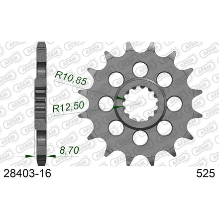 Stalen motortandwiel voor Afam 525 16 dents