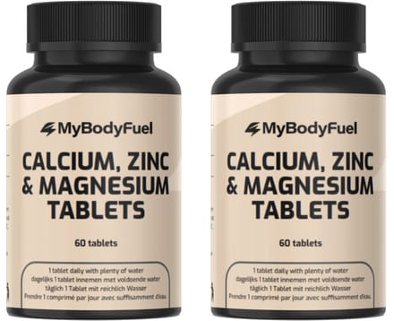 MyBodyFuel - Calcium Magnesium Zink Tabletten - 2 Pack - 3-in-1 Mineralencomplex - 120 Tabletten