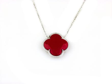 model Fiori klein ketting in zilver rode klaver