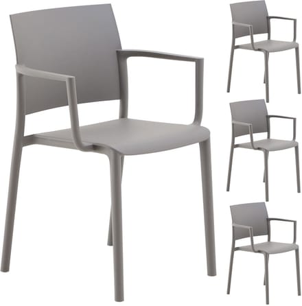 Tuinstoel TERRA, stapelbaar, set van 4 - grijs