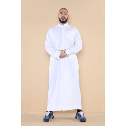 Mens witte Thobe Jubba Saoedi-Islamitische Arabische Eid katoen Kaftan Jubbah Umrah gewaad