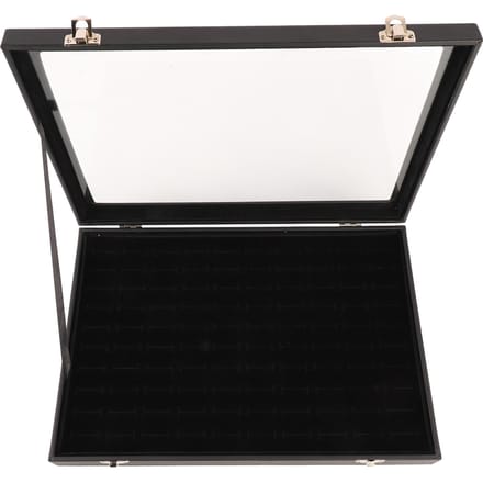 Ring Display Koffer Organizer met Transparant Deksel 100 Sleuven Sieraden Studs Oorbellen Tray Houder Opbergdoos black