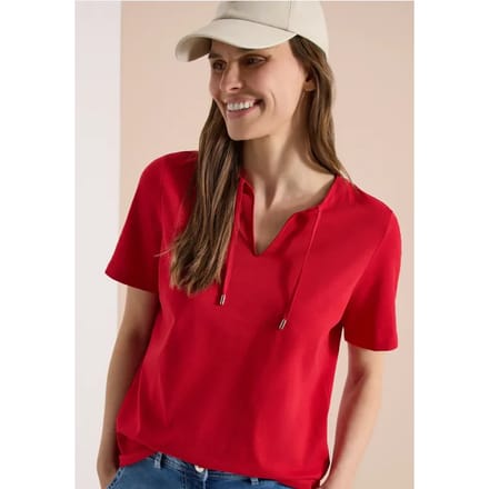 Shirt met korte mouwen en gespleten hals