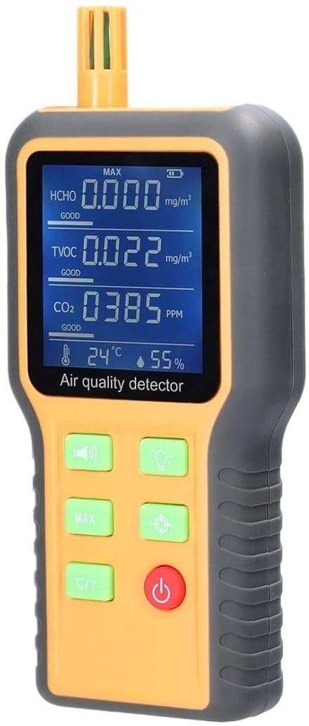 Luchtkwaliteitsdetector - CO2 meter - Binnenklimaat meten - LCD met achtergrondlicht - 177 x 79 mm - Wit
