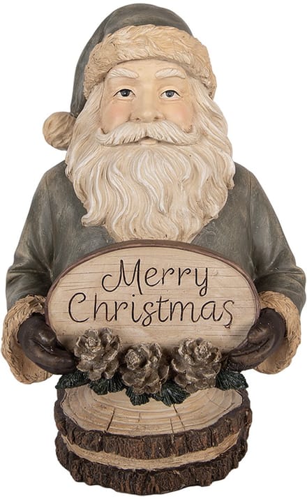 Clayre & Eef Kerstdecoratie Beeld Kerstman 21x16x31 cm Beige Kunststof