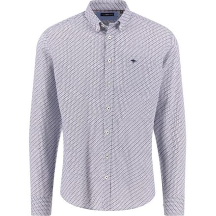 Fynch-Hatton Overhemd Mini Wave Allover Pattern Deep Merlot-Blue / male