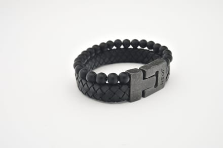 Josh-24966-Armband-Mat zwart-Heren-21,5cm