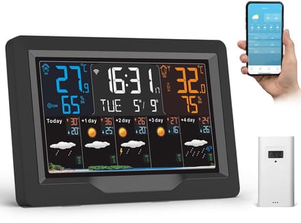 Weerstation Binnen en Buiten - Met Buitensensor - Weermeter Draadloos - Klimaatmeting