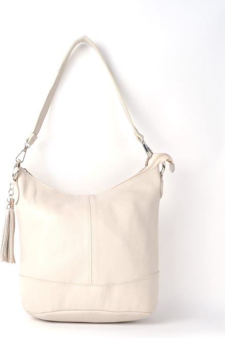 Giuliano lederen schoudertas Inaya - Beige - Dames - Made in Italy