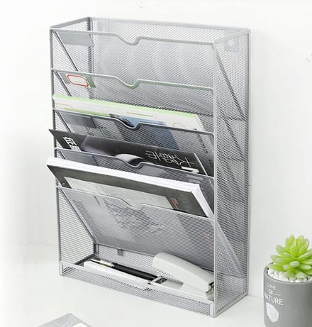 Hangende Bestandsorganizer - Wandmaphouder Kantoor - Documenten Sorteren - 5 Laags Gaasontwerp - 42x33x11 cm
