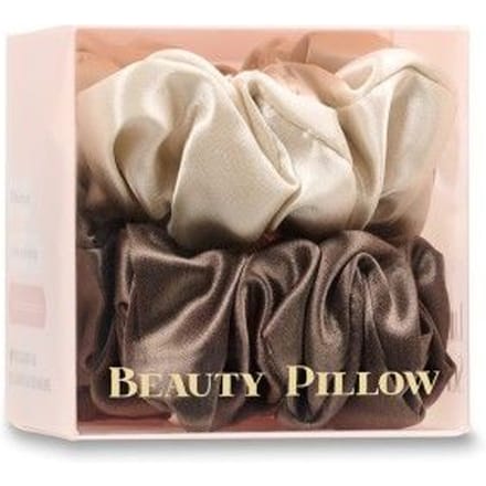 Beauty Pillow Luxury Silk Scrunchies Champagne & Brown 2st