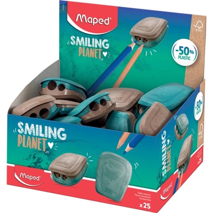 Puntenslijper Maped Smiling Planet 2-gaats display à 25 stuks