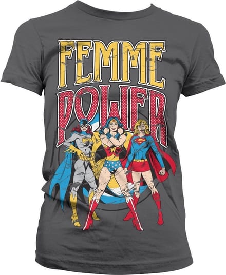 DC Comics Femme Power Girly T-shirt voor dames, donkergrijs