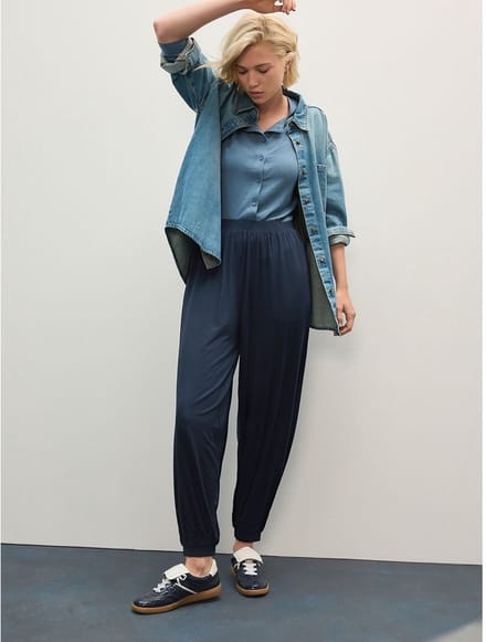 Next - Dames - wit met stippen - Jersey Harem Joggers - Blauw