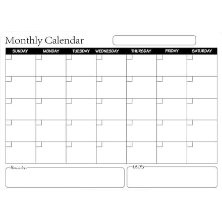 Herschrijfbaar Magnetisch Whiteboard Koelkast Kalender Memobord Maandplanner black