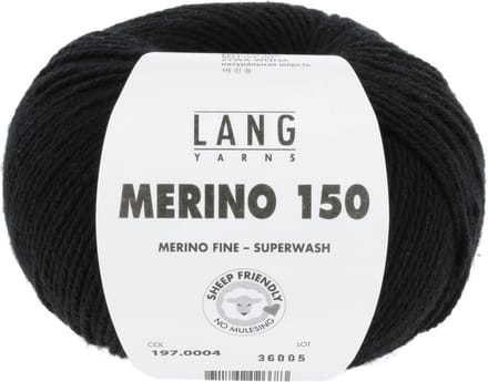 Lang Yarns Merino 150 - 04 zwart - Merinowol Garen