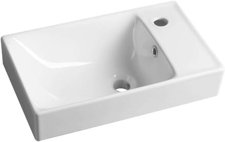 Sapho Nuali - Fontein 5x3 cm, met overloop, met kraangat, rechts, wit TU0129