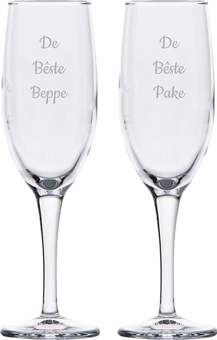 Gegraveerde Champagneglas 16,5cl De Bêste Pake-De Bêste Beppe