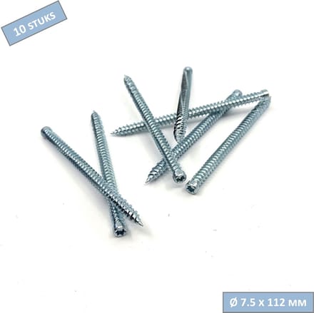 UFAST kozijnschroef Ø 7.5 x 112 mm - Cilinderkop - Verzinkt - Torx - 10 stuks