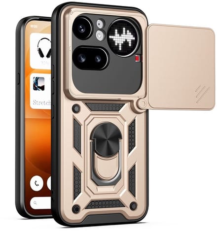 MobyDefend Hoesje - Geschikt voor Nothing Phone (4a) Pro - Pantsercase Met Draaibare Ring - Goud