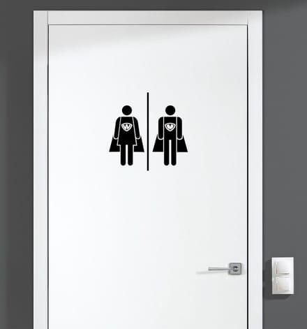 Deursticker - Superwoman & Superman - Zwart 16x16